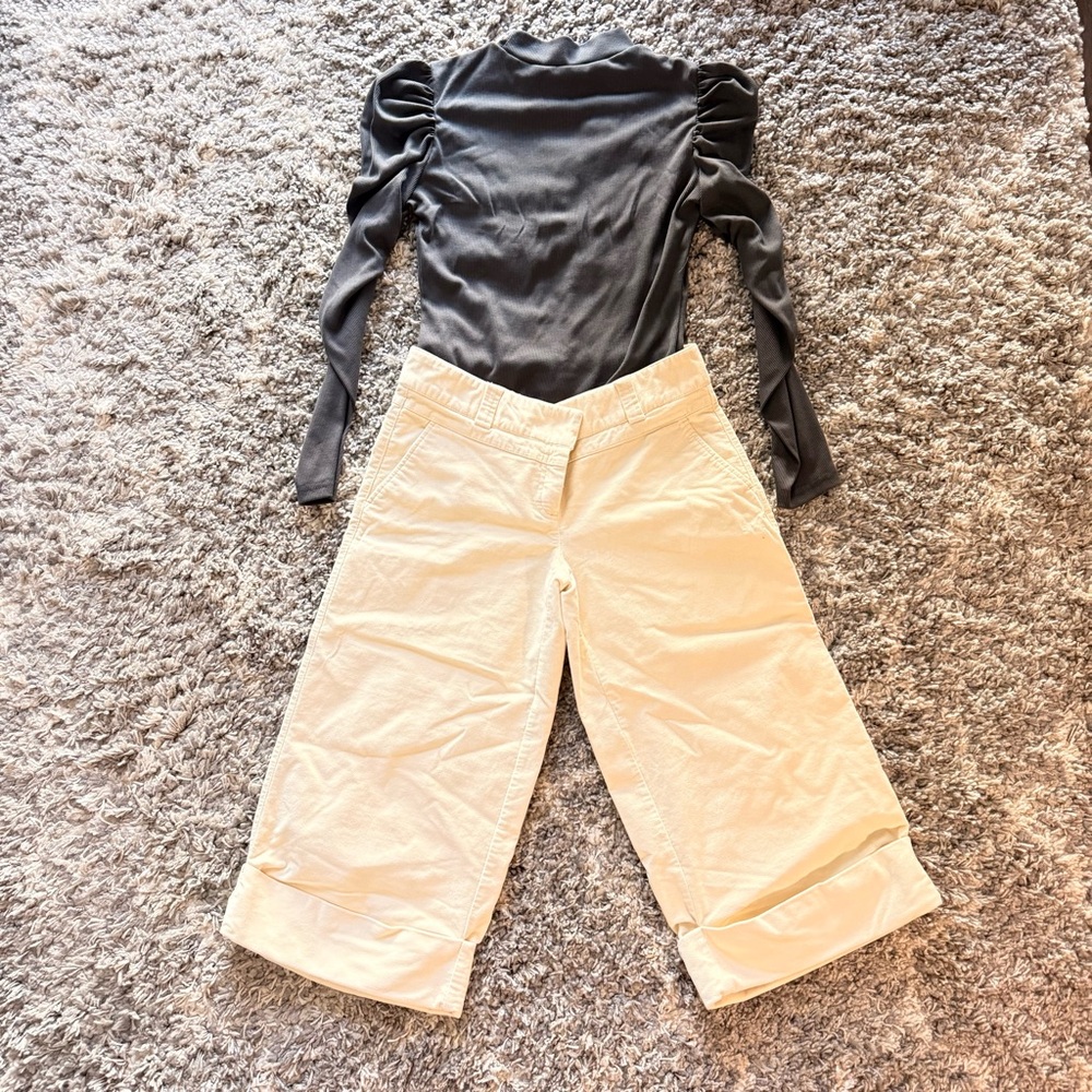 THE LIMITED Crew Fit Velvet Cream Cuffed Gaucho